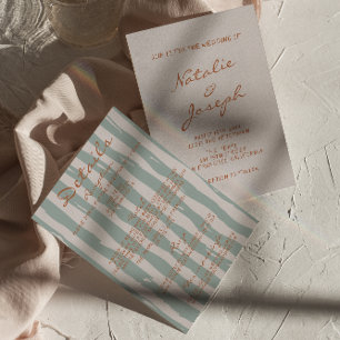 Autumn Hand Written Pinstripes All In One Wedding Invitation