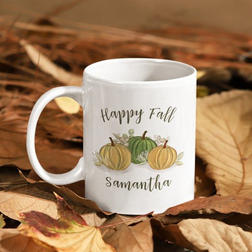 Autumn Happy Fall Watercolor Personalized Coffee Mug