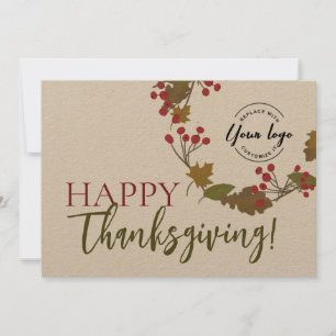 Autumn Happy Thanksgiving Custom logo rustic Card