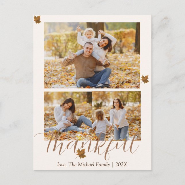  autumn happy thanksgiving | Family photo Collage Holiday Postcard (Front)
