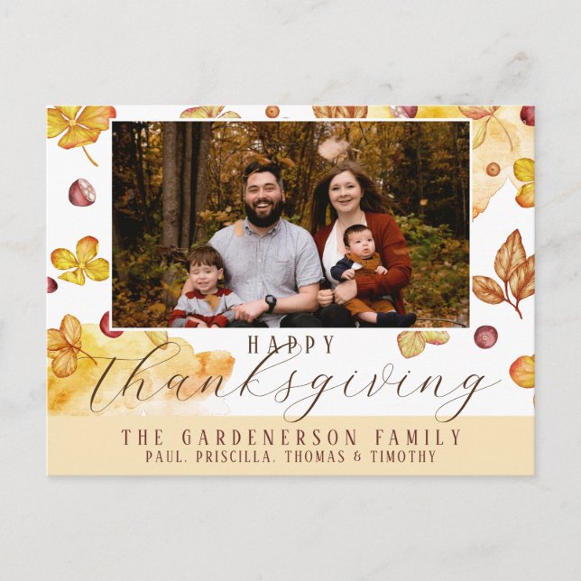 Autumn Happy Thanksgiving Photo   Postcard (Front)