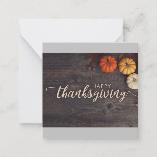 Autumn Happy Thanksgiving Rustic Leaves Gourds Note Card (Front)