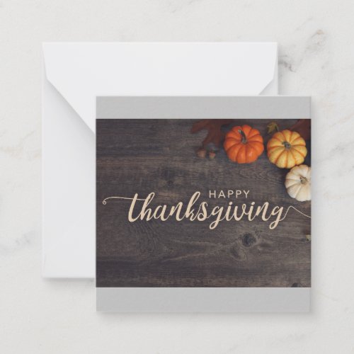 Autumn Happy Thanksgiving Rustic Leaves Gourds Note Card