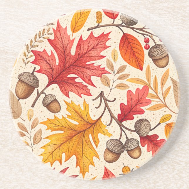 Autumn Harmony: A Colorful Fall Pattern Coaster (Front)