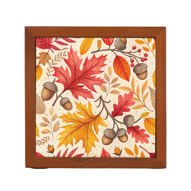 Autumn Harmony: A Colorful Fall Pattern Desk Organizer (Front)