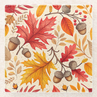 Autumn Harmony: A Colorful Fall Pattern Glass Coaster