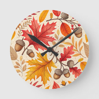 Autumn Harmony: A Colorful Fall Pattern Round Clock