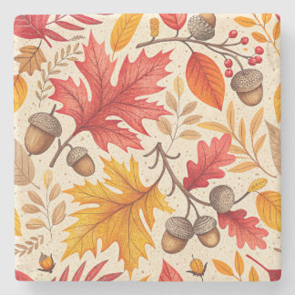 Autumn Harmony: A Colorful Fall Pattern Stone Coaster