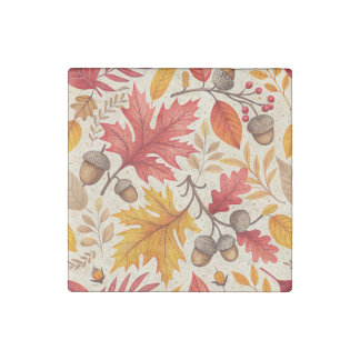 Autumn Harmony: A Colorful Fall Pattern Stone Magnet