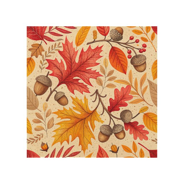 Autumn Harmony: A Colorful Fall Pattern Wood Wall Art (Front)