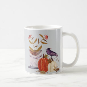 Autumn Harmony – Cozy Fall Crow and Pumpkins  Coffee Mug