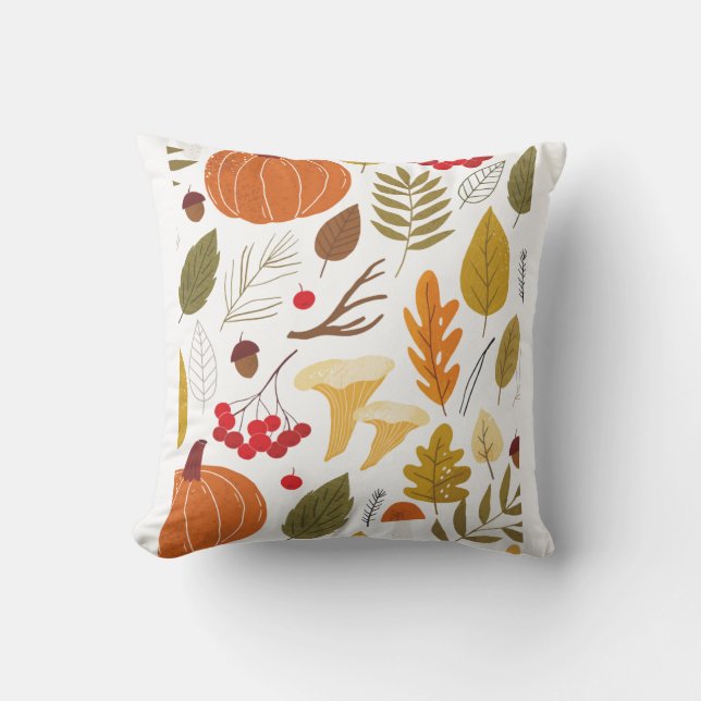 Autumn Harvest Aesthetic Throw Pillow (Front)