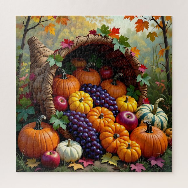 Autumn Harvest and Blessings Cornucopia  Jigsaw Puzzle (Vertical)