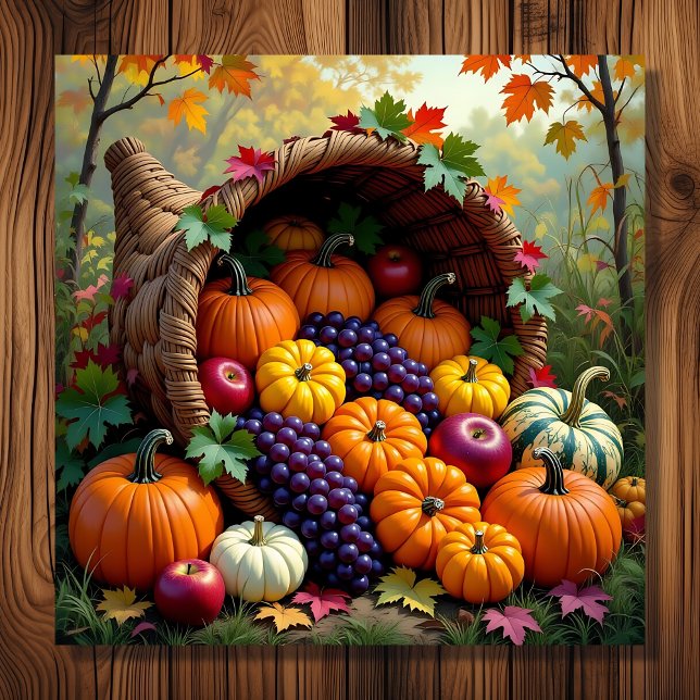 Autumn Harvest and Blessings Cornucopia  Metal Print (Creator Uploaded)