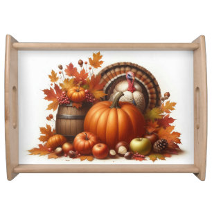 Autumn Harvest and Turkey Thanksgiving  Serving Tray
