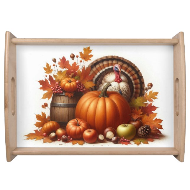 Autumn Harvest and Turkey Thanksgiving  Serving Tray (Front)