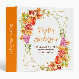 Autumn Harvest Baby Birth Stats 3 Ring Binder