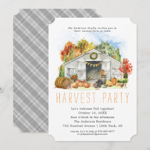Autumn Harvest Barn Thanksgiving Dinner Party Invitation