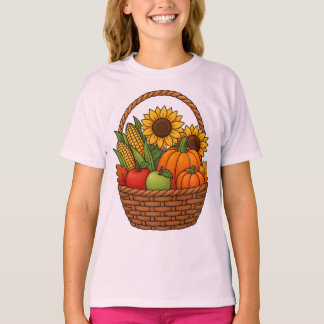 Autumn Harvest Basket – Fall Pumpkins, Sunflowers T-Shirt
