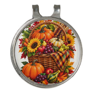 Autumn Harvest Basket Golf Hat Clip
