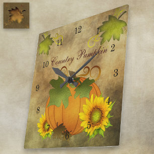Autumn Harvest Country Pumpkin Clock