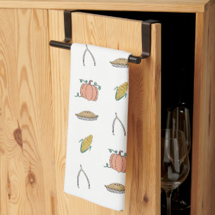 Autumn Harvest Doodle Pretty Thanksgiving Kitchen Towel