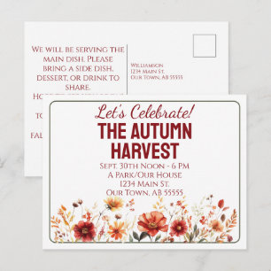 Autumn Harvest Fall Party Invitation Postcard