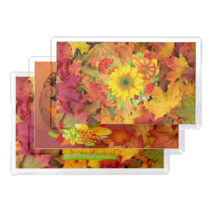 Autumn Harvest Fall Thanksgiving set 3 sz Acrylic Tray