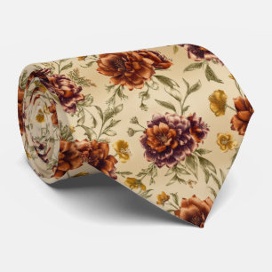 Autumn Harvest Floral Pattern Neck Tie