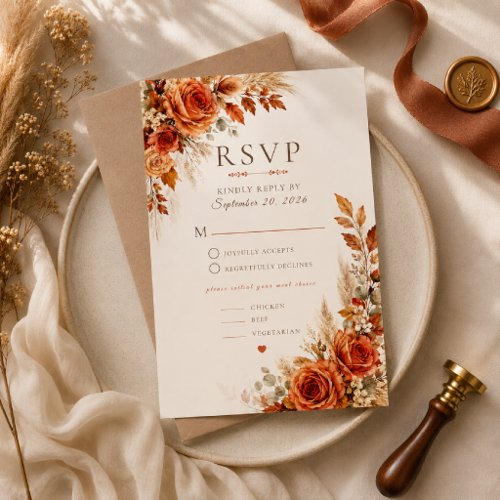 Autumn Harvest Florals Wedding RSVP Card