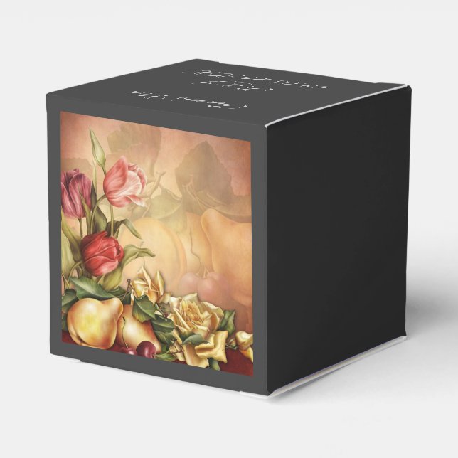 Autumn Harvest Flowers Fruits Fall thanksgiving Favor Boxes (Back Side)