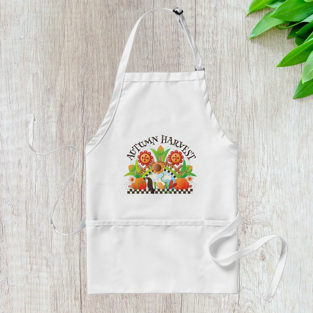 Autumn Harvest Folk Art Pumpkin and Sunflower Fall Adult Apron (Creator Uploaded)