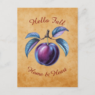 Autumn Harvest Fruit Art with Custom Text Postcard