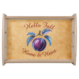 Autumn Harvest Fruit Art with Custom Text Serving Tray