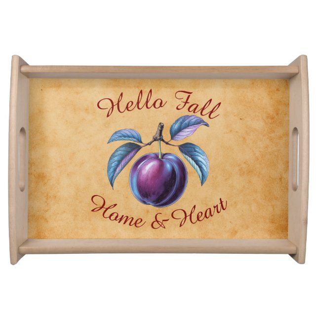 Autumn Harvest Fruit Art with Custom Text Serving Tray (Front)