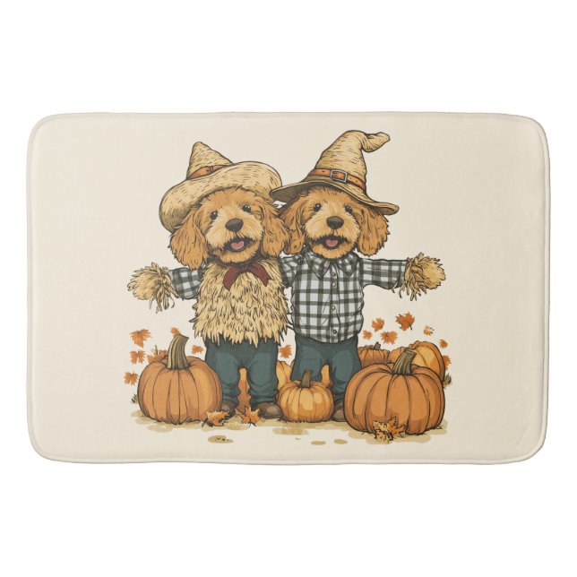 Autumn Harvest Goldendoodle Dogs Bath Mat (Front)