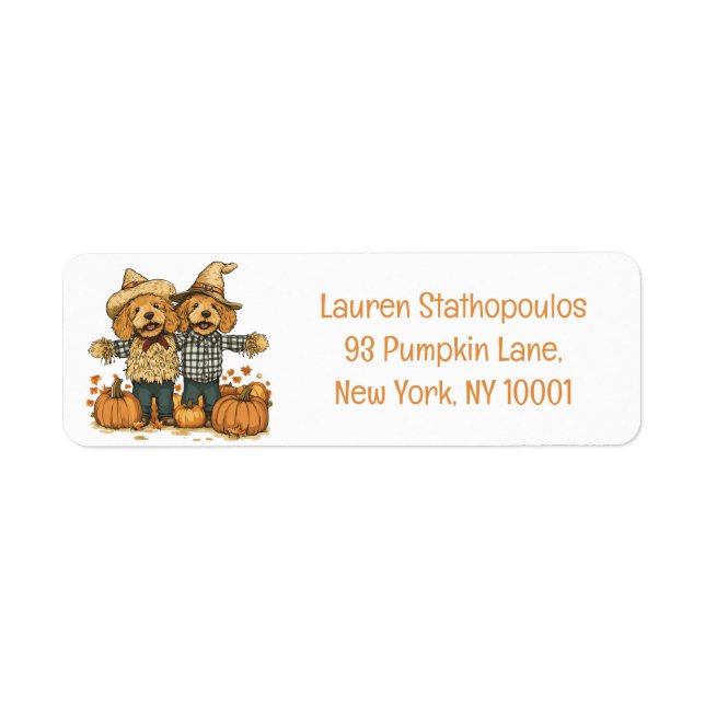 Autumn Harvest Goldendoodle Dogs Label (Front)