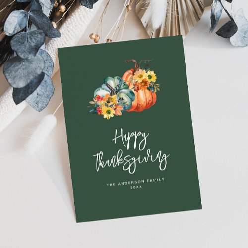 autumn harvest green happy thanksgiving holiday card