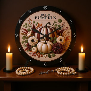 Autumn Harvest 'Hello Pumpkin' Large Clock