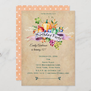 Autumn Harvest Lights Birthday Invitation