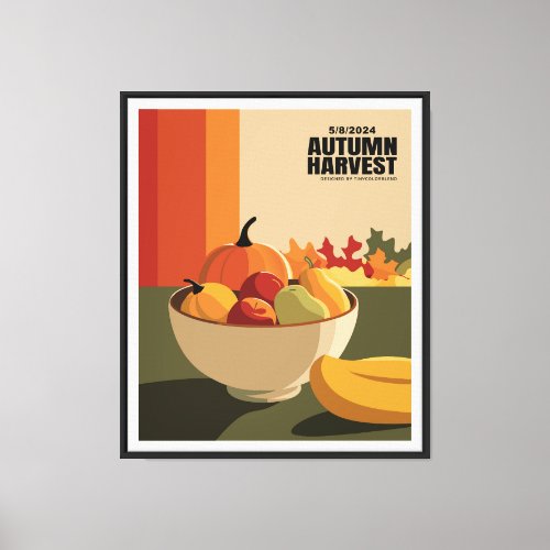 Autumn Harvest _ Modern Fall Fruit and Pumpkins Po Canvas Print