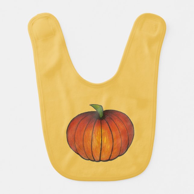 Autumn Harvest Orange Pumpkin Picking Patch Fall Baby Bib (Front)