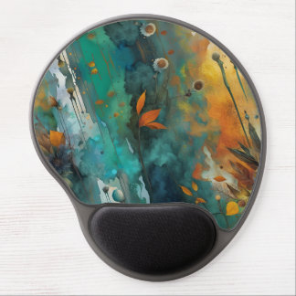 Autumn harvest paint Teal Rust Gold Abstract Gel Mouse Pad