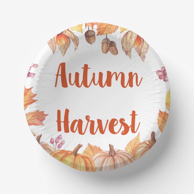 autumn harvest paper plates thanksgiving fall  paper bowls (Front)