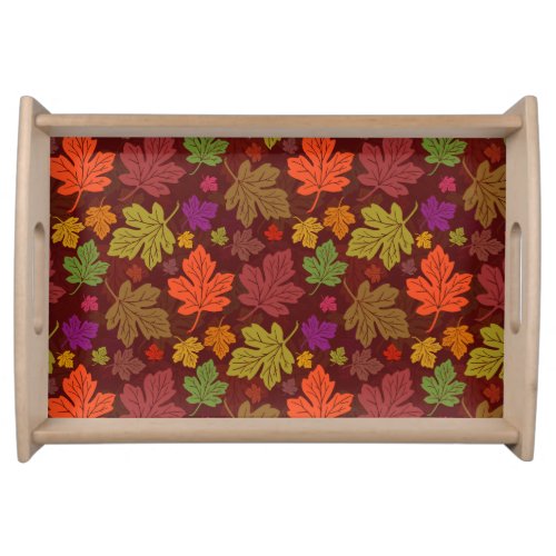 Autumn Harvest Party Colorful Leaves Serving Tray