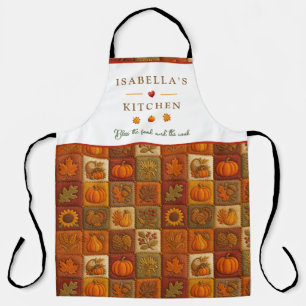 Autumn Harvest Patchwork with Blessing Quote Apron