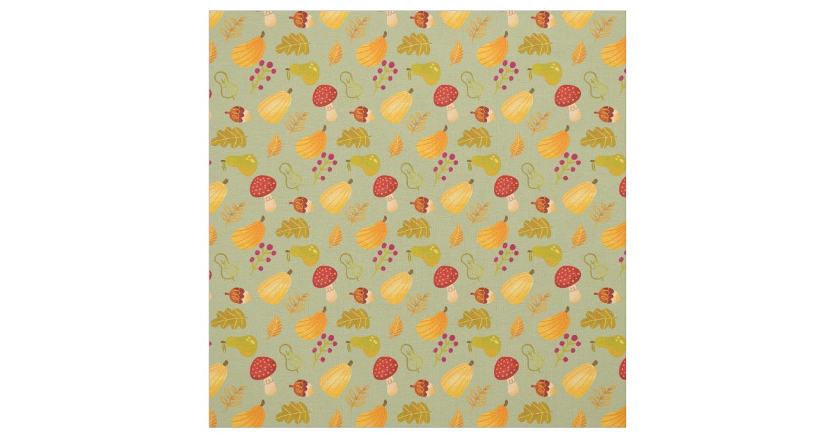 Autumn Harvest Pattern Fabric | Zazzle.com