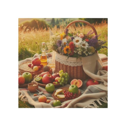 Autumn Harvest Picnic Wood Wall Art