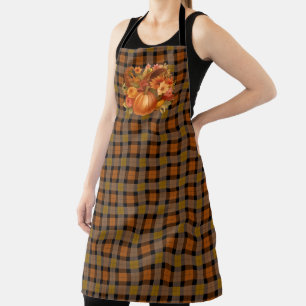 Autumn Harvest Plaid And Cornucopia  Apron