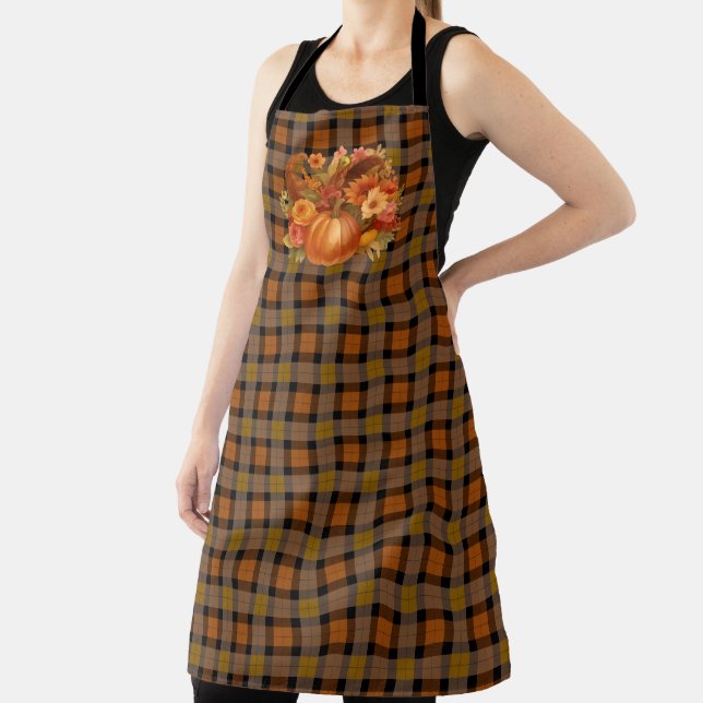 Autumn Harvest Plaid And Cornucopia  Apron (Insitu)